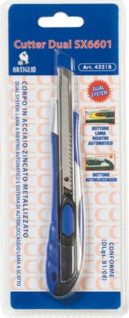 Cutter Dual System SX 6601 - larghezza lama 9 mm - Artiglio Fai da te/Utensili elettrici e a mano/Utensili a mano/Coltelli/Coltelli multiuso Eurocartuccia - Pavullo, Commerciovirtuoso.it