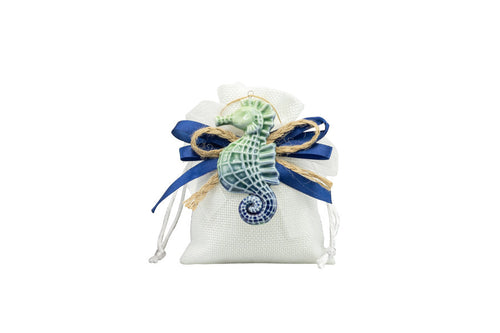 Sacchetto Matrimonio Harmony Magnete delfino e ippocampo blu