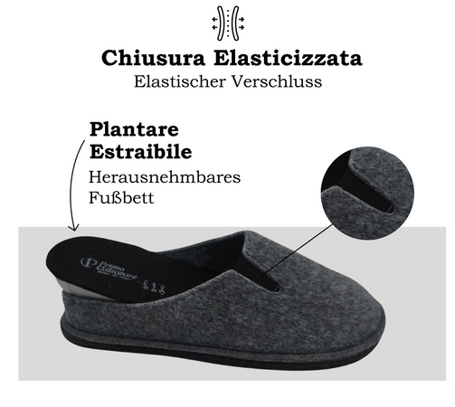 Primo Calzature Ottime Pantofole Chiuse da Uomo, Ciabatte Invernali per Casa, Soletta in Memory Foam, Plantare Estraibile, 100% Made in Italy