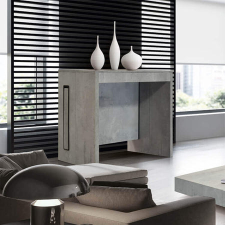 CYCLOPS---consolle-allungabile-moderna-di-design-cm-90-x-45/95/145/195/245/295-x-76-h-Cemento-Milani-Home