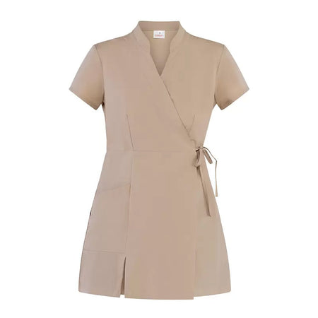 Kimono Donna Paola Beige Manica Corta Kimono Elasticizzato Estetista Parrucchiera Massaggi