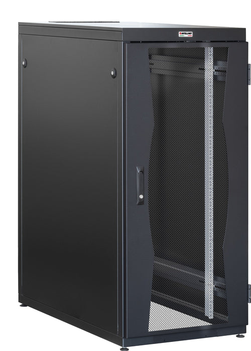 Armadio NetRack 19'' 600x1000 27 Unità Nero Porte Grigliate da Assemblare