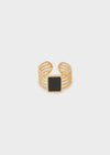 Anello regolabile pietra nera acc.ino oro
