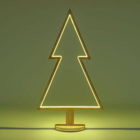 Abete triangolare luminoso con led multicolor e base in legno decorazione natalizia