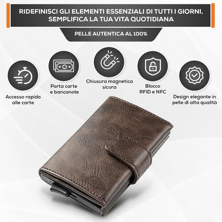 SEI G Portafoglio uomo portacarte marrone blocco RFID