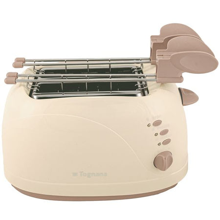 TOGNANA Tostapane Elettrico con Pinze Champagne Plastica-Acciaio Inox Beige
