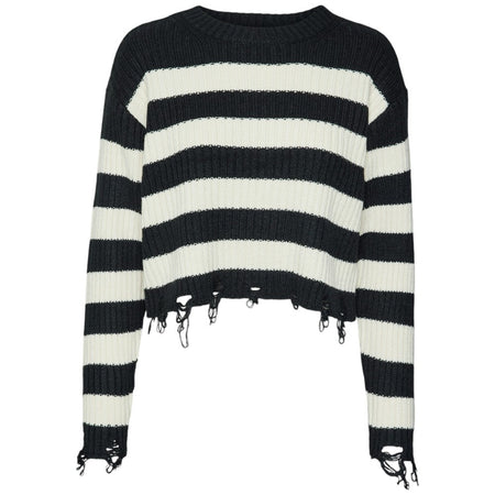 Vero Moda pullover cropped nero panna MERCER 10314141 Maglieria Vero Moda