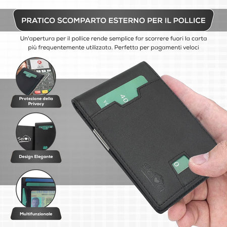 SEI G Portafoglio nero uomo portacarte blocco RFID