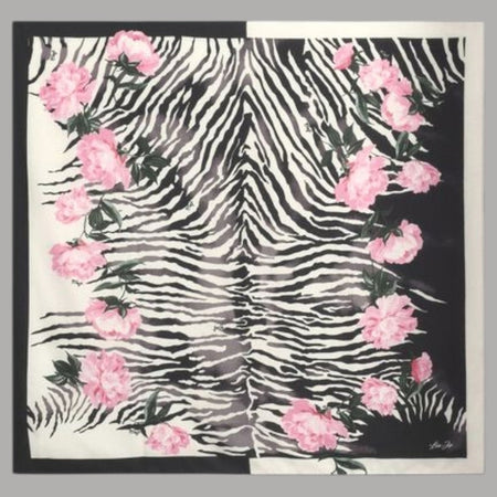 Liu Jo foulard nero floro zebrato 120X120 2F5075T0300