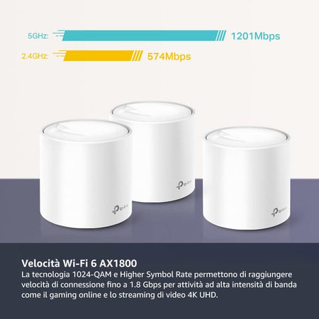 TP-Link Deco X20 AX1800 Amplificatore Di Segnale Wi-Fi 6 Mesh Dual Band - 3 Pezzi