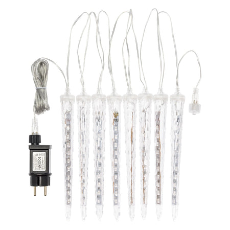 Catena ghiaccioli per mensole o soffitto con 80 luci led bianche per decorazioni