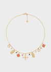 Collana multicharms croce+fiore