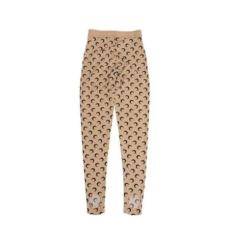 MARINE SERRE Recycled Moon Jersey Stirrup Leggings in Tan/Black da donna