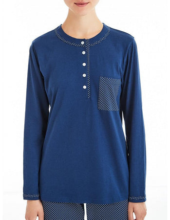 Ragno Pigiama da Donna Cotone Leggero Maniche Lunghe D894N1 S32 - Passarelli Biancheria