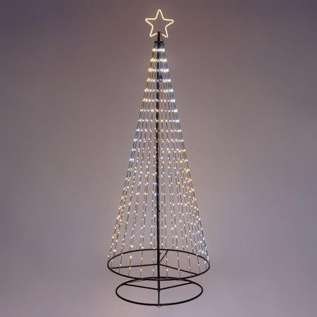 Albero Conico luminoso ripiegabile con gocce di luce da esterno