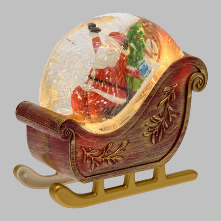 Slitta di Babbo Natale con glitter led scintillanti all'interno della sfera per decorazioni natalizie