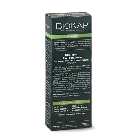 BIOKAP Shampoo idratante Uso Frequente, con Olio di Mandorle Dolci e Yucca Adatto a tutti i tipi di capellI, Rende i capelli luminosi, 200 ml - Naturopatica shop & therapy