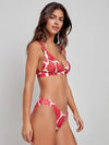 Costume bikini Gisela 2/30178BT taglia M, slip brasiliano a V e top triangolare senza ferretto, stampa coralli, tessuto high tech.