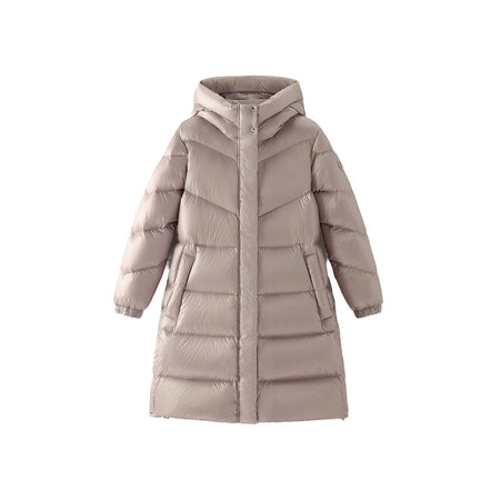 Woolrich giacche donna woolrich - aliquippa long puffer jacket - beige da donna