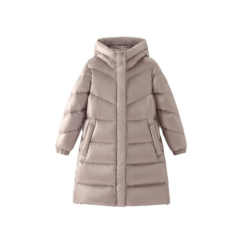 Woolrich giacche donna woolrich - aliquippa long puffer jacket - beige da donna