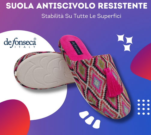 de fonseca Sissy Ciabatte Artistiche da Donna, Pantofole in Cotone, Slippers Comode e Lavabili per Casa