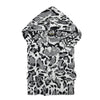 Accappatoio Roberto Cavalli Linx taglia XXL nero, in spugna di cotone, con cappuccio, cintura e tasche, fantasia animalier, morbido e Made in Italy.