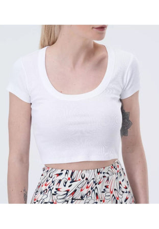 calvin klein T-SHIRT COTTON RIB TOP SS da donna
