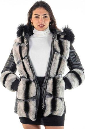 Daniela---Giacca-Donna-Nera-e-Bianca-in-vera-pelle-e-vera-pelliccia