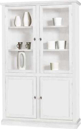 DANIELLE---mobile-con-vetrina-in-legno-massello-120x41x187-Bianco-Milani-Home