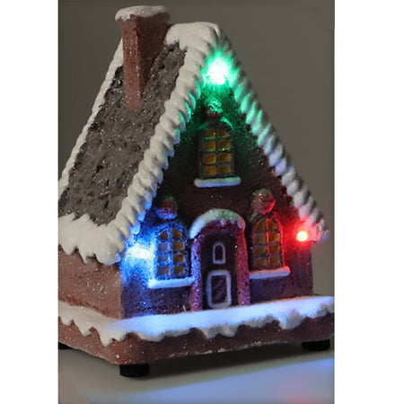 Casetta con LED per villaggio di Natale, in plastica, da 9 x 8 x 13 cm