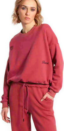 Datch Felpa Donna Senza Cappuccio Girocollo 100% Made In Italy