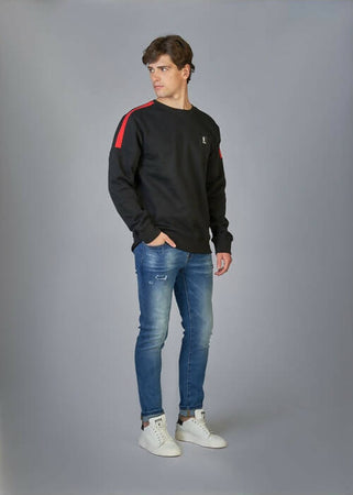 Datch Felpa Uomo Nera Felpa Casual Invernale Girocollo in Cotone Moda/Uomo/Abbigliamento/Felpe/Felpe senza cappuccio Sportast - Cimego, Commerciovirtuoso.it