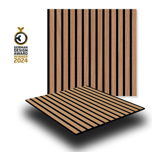 JANGAL Parete acustica a pannelli Modulabile LAMELLI 52x52cm rivestiti vero ROVERE mod. DAVERT OAK - Eternal Parquet