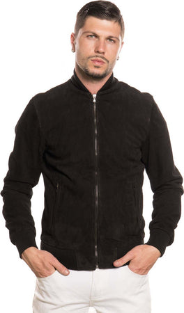 David---Bomber-Uomo-Nero-in-vera-pelle-camoscio