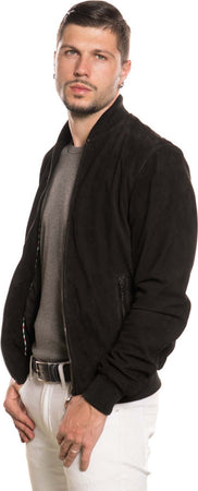 David---Bomber-Uomo-Nero-in-vera-pelle-camoscio