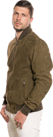 David---Bomber-Uomo-Verde-Chiaro-in-vera-pelle-camoscio