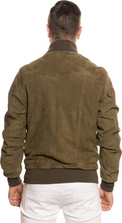 David---Bomber-Uomo-Verde-Chiaro-in-vera-pelle-camoscio