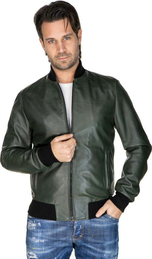 David---Bomber-Uomo-Verde-in-vera-pelle