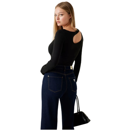 Guess maglia nera top cut out e fibbia ELEANOR W5BP18KC7M2JBLK