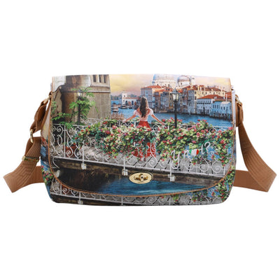 YNot borsa a tracolla flap bag stampa Flowers Canal YES631S4