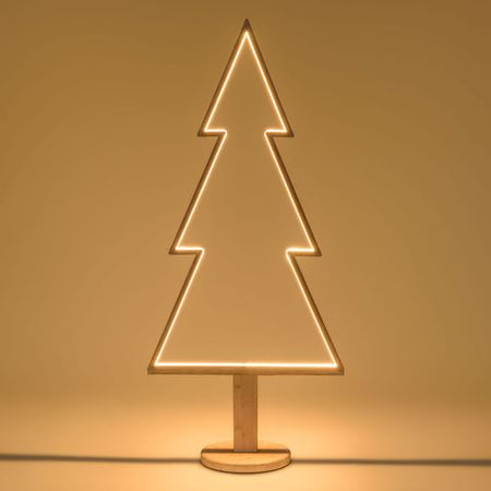 Abete triangolare luminoso con led multicolor e base in legno decorazione natalizia