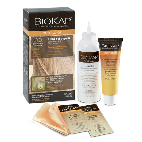 BIOKAP Nutricolor, Tinta capelli Senza Ammoniaca, Colorazione Capelli, Nutre, Colora e Ripara, 10.0 Biondo Extra Chiarissimo, 140ml - Naturopatica shop & therapy
