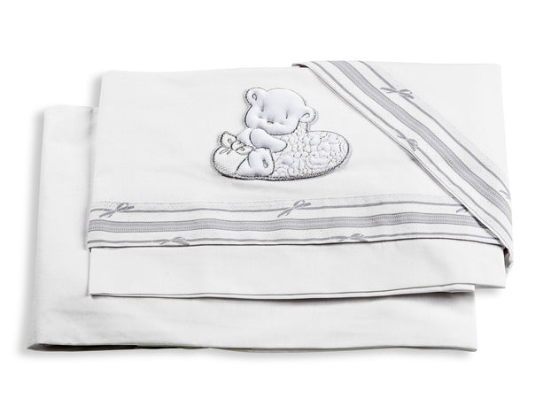 Set Lenzuola Letto 3 Pz.Italbaby Love Avorio