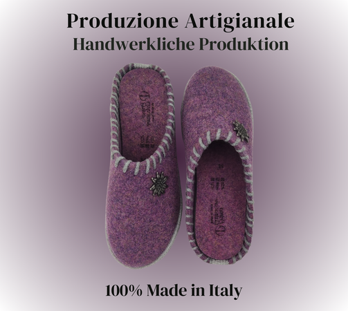 Le Originali Tirolesi Ciabatte Donna in Vera Lana Cotta, Pantofole Invernali 100% Made in Italy, Artigianato Ecosostenibil