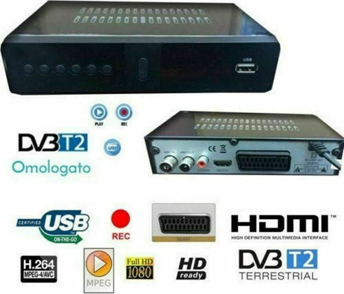 DECODER RICEVITORE DIGITALE TERRESTRE DVB-T2/T3 TV SCART HDMI 1080P REG PVR Elettronica/Home Cinema TV e video/Ricevitori TV/Ricevitori digitale terrestre Zencoccostore - Formia, Commerciovirtuoso.it