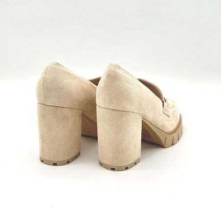 Dècolletè Donna Con Plateau E Gioiello Scarpe Tacco Quadrato Ecopelle In Camoscio Tiffany