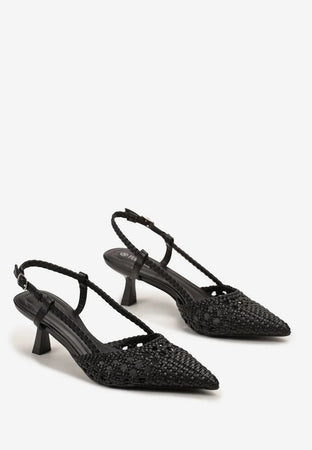 Lora - Dècolletè slingback intrecciato Nero