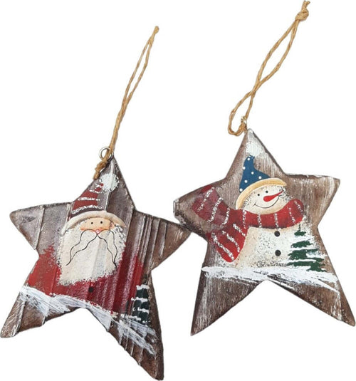 Decorazione-di-natale-stella-in-legno-Dipinto-Ciao-Srl