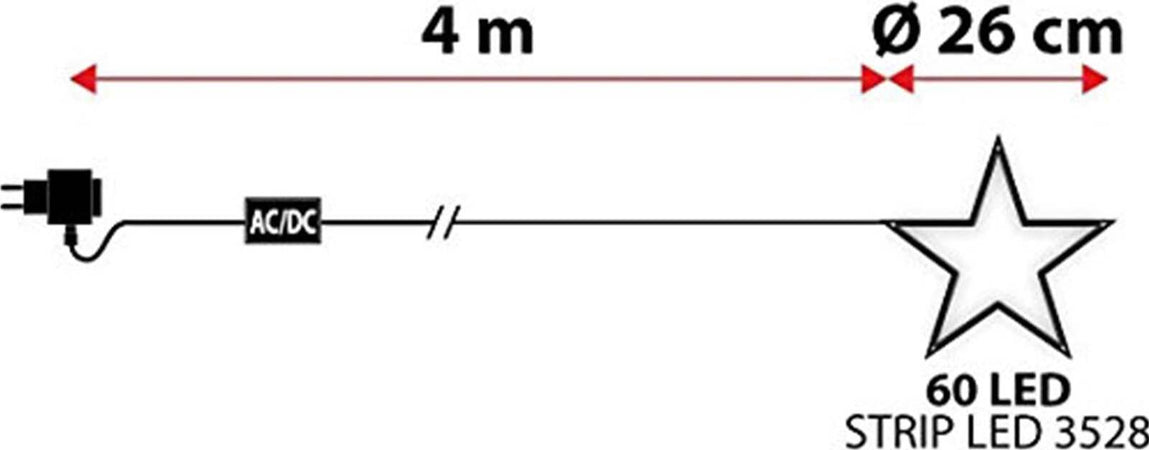 Decorazione luminosa stella di natale 60 cm con strip led 150 per esterno addobbi natalizi Casa e cucina/Decorazioni per interni/Addobbi e decorazioni per ricorrenze/Decorazioni natalizie/Luci natalizie/Catene luminose per esterni MagiediNatale.it - Altamura, Commerciovirtuoso.it