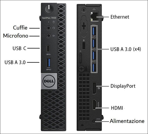PC Dell Optiplex 7050 Mini Intel Core i5-7500T 8/256GB Ricondizionato